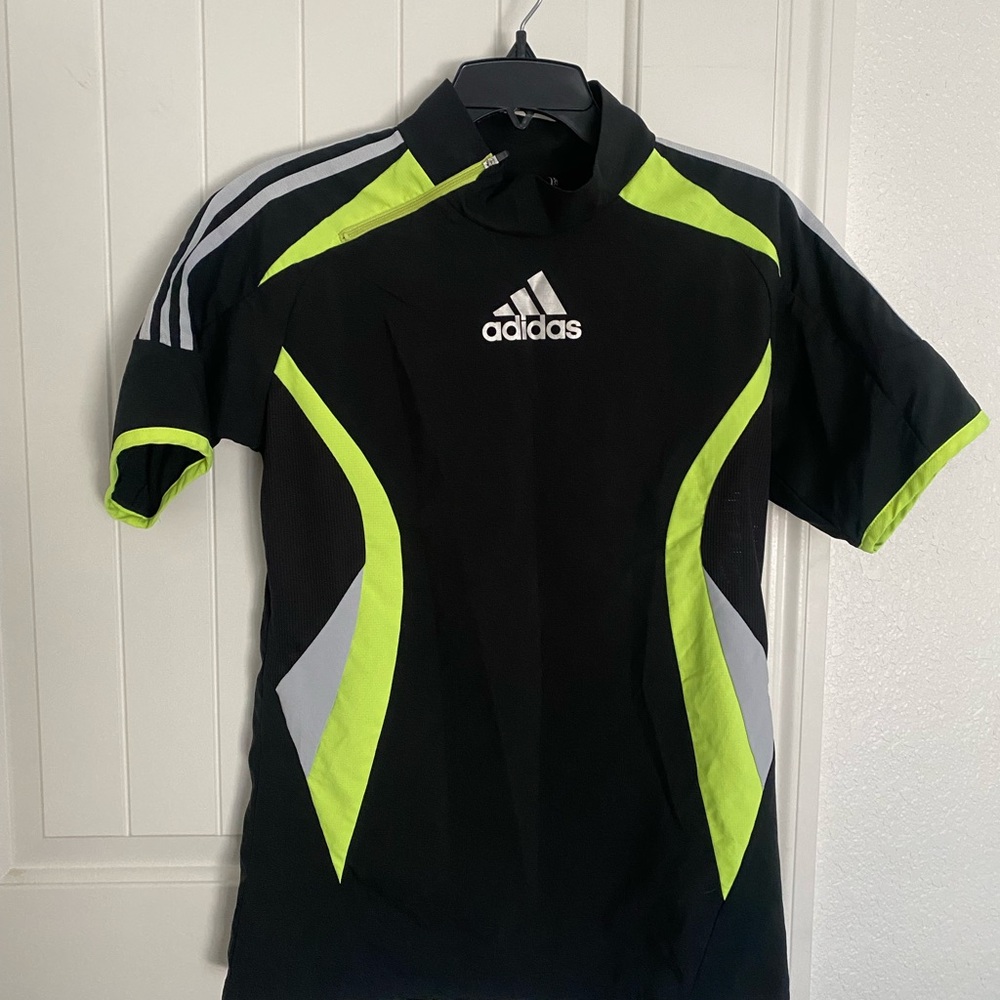 adidas Black Athletic Top with Neon Yellow Accent Men’s S Junior 10/11